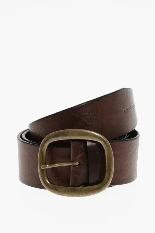Fashion Cintura in Pelle con Fibbia in Ottone 40mm Uomo Cinture