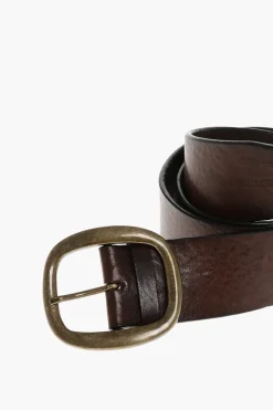 Fashion Cintura in Pelle con Fibbia in Ottone 40mm Uomo Cinture