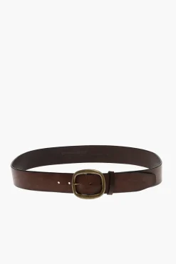 Fashion Cintura in Pelle con Fibbia in Ottone 40mm Uomo Cinture