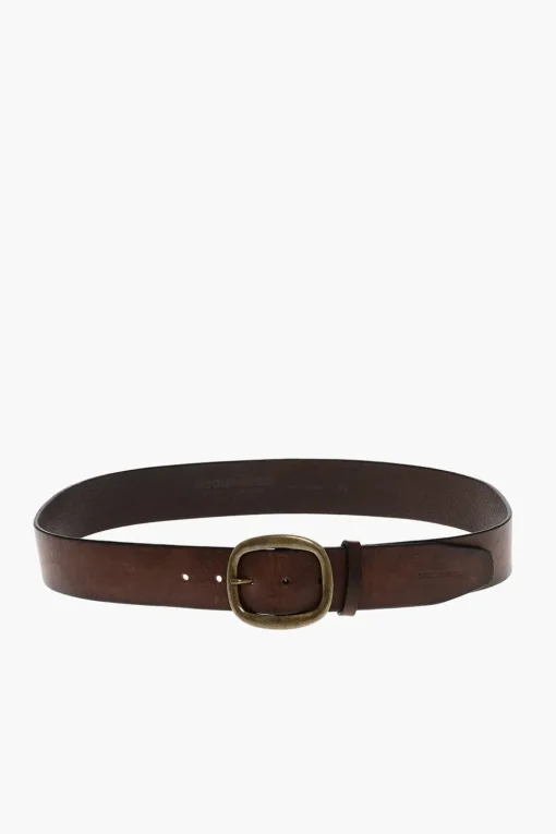 Fashion Cintura in Pelle con Fibbia in Ottone 40mm Uomo Cinture