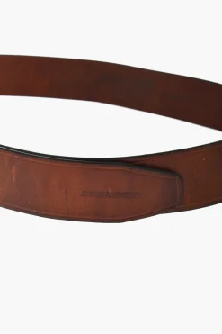 Fashion Cintura in Pelle con Fibbia a Placca Dorata 40mm Uomo Cinture