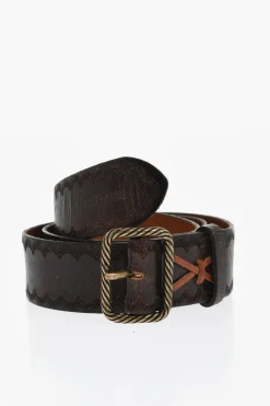 Cintura in Pelle con Motivo Decorativo Impresso 40mm>Dsquared2 Clearance