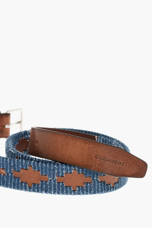 Hot Cintura in Pelle e Denim 30mm Uomo Cinture