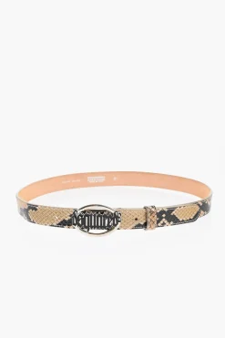 Cintura in Pelle Effetto Pitone con Fibbia Logata 25mm>Dsquared2 Hot