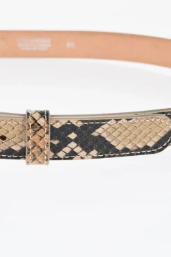 Cintura in Pelle Effetto Pitone con Fibbia Logata 25mm></noscript>Dsquared2 Hot
