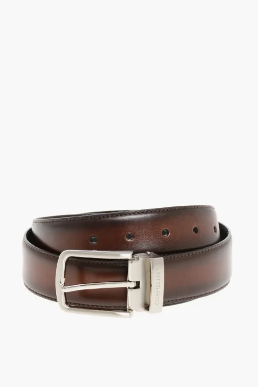 Cintura in Pelle Effetto Bruciato 30mm>Corneliani Discount