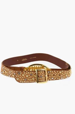 New Cintura in Pelle Impreziosita da Borchie Dorate e Fibbia Gothic Dsquared 40mm Donna Cinture