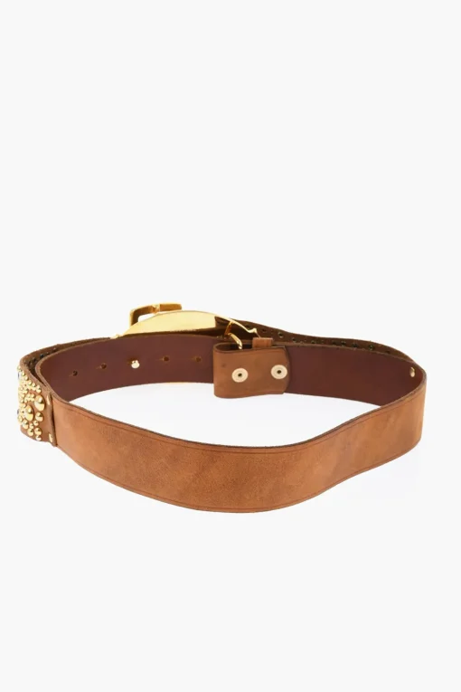 New Cintura in Pelle Impreziosita da Borchie Dorate e Fibbia Gothic Dsquared 40mm Donna Cinture
