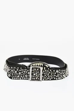 Fashion Cintura in Pelle Impreziosita da Borchie con Doppia Fibbia 40mm Donna Cinture