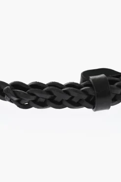 New Cintura in Pelle Intrecciata con Fibbia Anchor Dorata 15mm Donna Cinture