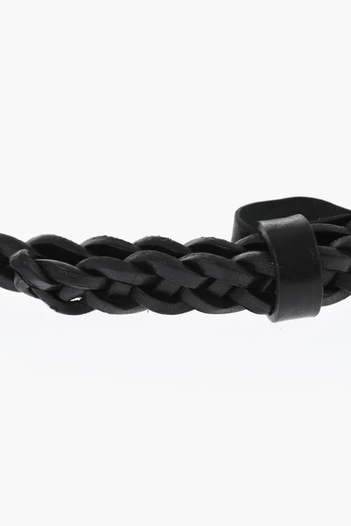 New Cintura in Pelle Intrecciata con Fibbia Anchor Dorata 15mm Donna Cinture
