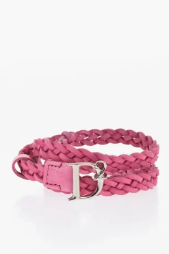 Cintura in Pelle Intrecciata con Fibbia Logata 15mm>Dsquared2 Fashion