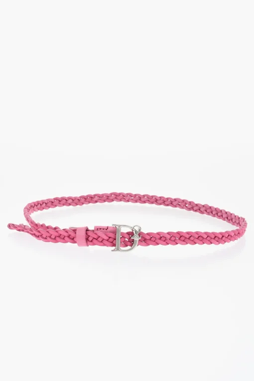 Cintura in Pelle Intrecciata con Fibbia Logata 15mm>Dsquared2 Fashion