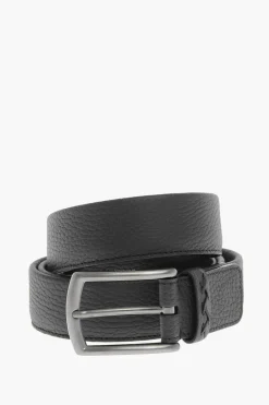 Discount Cintura in Pelle Martellata con Fibbia in Metallo Uomo Cinture