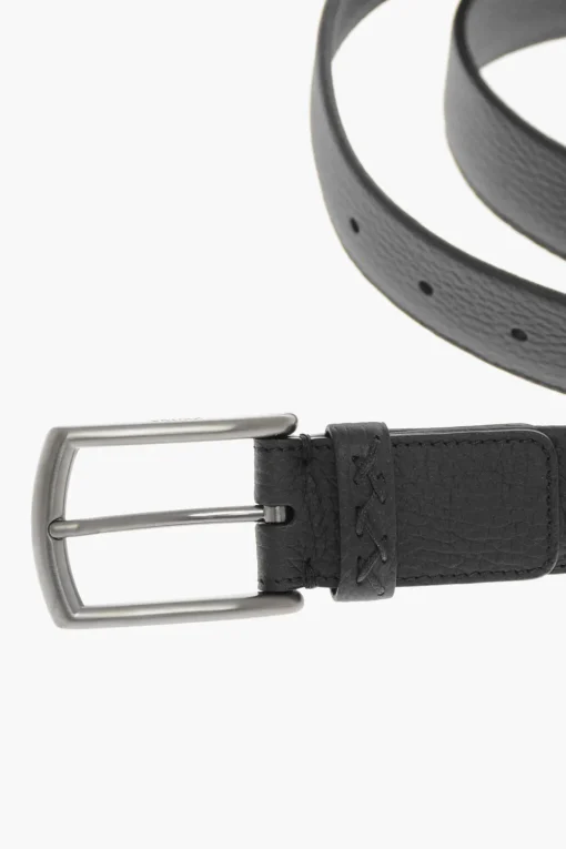Discount Cintura in Pelle Martellata con Fibbia in Metallo Uomo Cinture