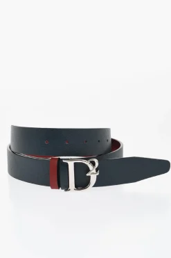Cintura in Pelle Saffiano Reversibile con Fibbia Anchor Logata 35mm>Dsquared2 Clearance