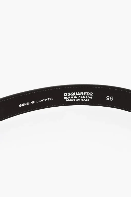 Cintura in Pelle Spazzolata a Tinta Unita 25mm>Dsquared2 Sale