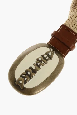 Fashion Cintura in Rafia con Fibbia Smaltata 40mm Donna Cinture