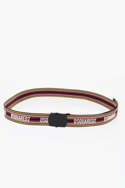 Cintura in Tessuto a Righe Multicolor con Fibbia Military 40mm>Dsquared2 Hot