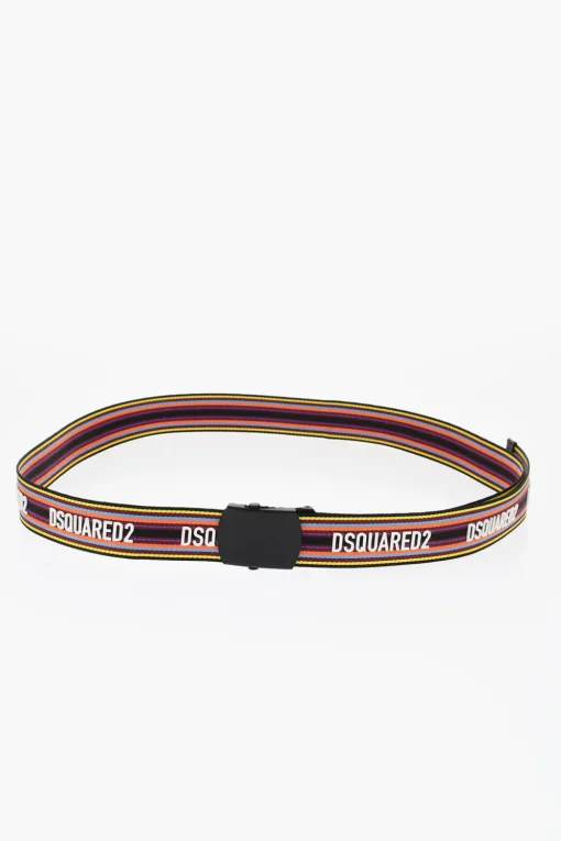 Cintura in Tessuto a Righe Multicolor con Fibbia Military 40mm>Dsquared2 Hot