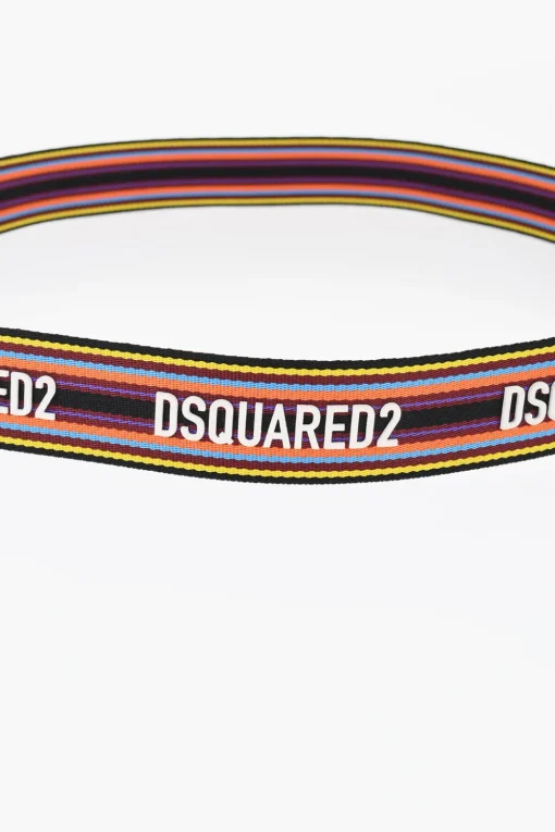 Cintura in Tessuto a Righe Multicolor con Fibbia Military 40mm>Dsquared2 Hot