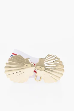 Fashion Cintura in Tessuto Elastico con Fibbia a Forma di Conchiglia 40mm Donna Cinture
