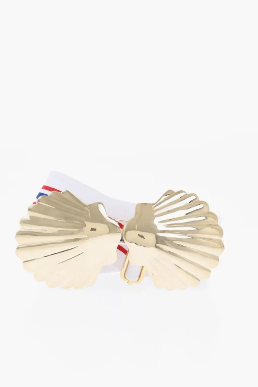 Fashion Cintura in Tessuto Elastico con Fibbia a Forma di Conchiglia 40mm Donna Cinture