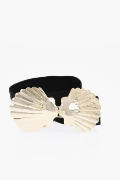Outlet Cintura in Tessuto Elastico con Fibbia a Forma di Conchiglia 40mm Donna Cinture
