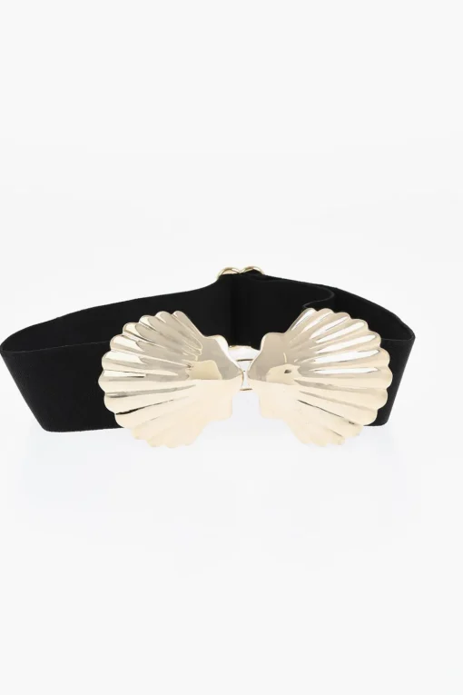 Outlet Cintura in Tessuto Elastico con Fibbia a Forma di Conchiglia 40mm Donna Cinture