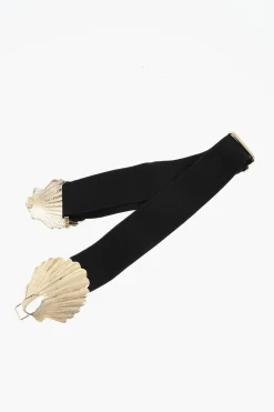 Outlet Cintura in Tessuto Elastico con Fibbia a Forma di Conchiglia 40mm Donna Cinture