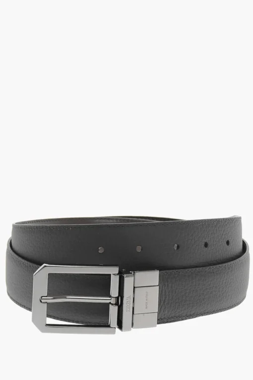 Cintura Reversibile in Pelle e Pelle Martellata>Ermenegildo Zegna Best