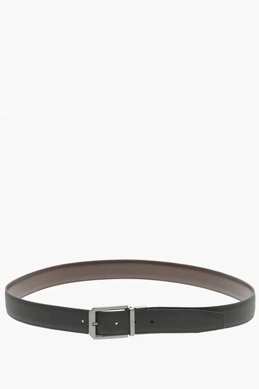 Cintura Reversibile in Pelle e Pelle Martellata>Ermenegildo Zegna Best