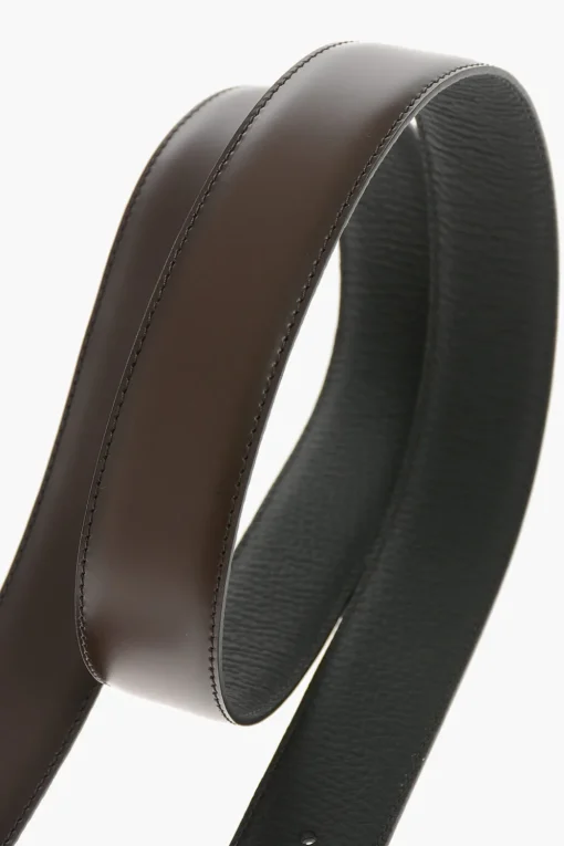 Cintura Reversibile in Pelle e Pelle Martellata>Ermenegildo Zegna Best
