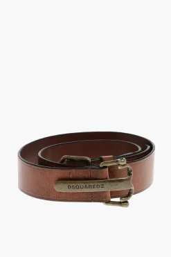 Cintura Vintage in Pelle con Fibbia in Ottone 40mm>Dsquared2 Sale