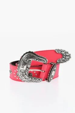 Best Cintura Western in Pelle e Tessuto con Borchie 40mm Uomo Cinture