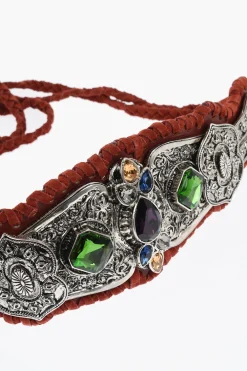 Clearance Cintura Wide DREAMCATCHER in Suede e Metallo Impreziosita da Cristalli 10cm Donna Cinture