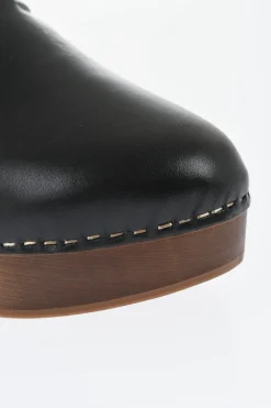 Clearance Clogs PROVENCE in Pelle con Fibbia Dorata Tacco 6.5cm Donna Scarpe Con Tacco