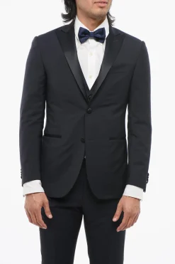 New CODE Abito 3 Pezzi In Lana Vergine Con Revers A lancia Uomo Completi