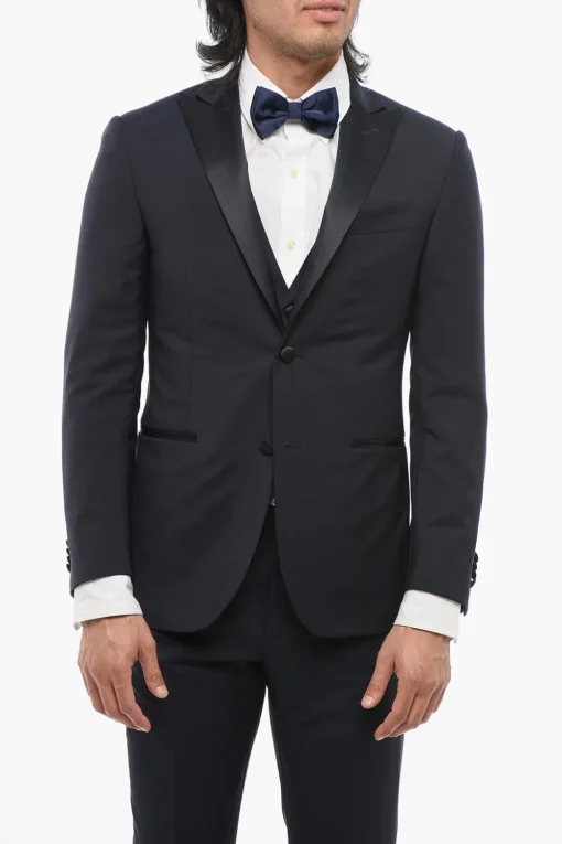 New CODE Abito 3 Pezzi In Lana Vergine Con Revers A lancia Uomo Completi