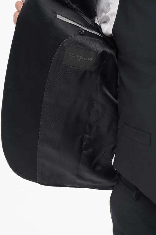 New CODE Abito 3 Pezzi In Lana Vergine Con Revers A lancia Uomo Completi