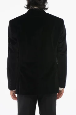 Sale CODE Blazer Monopetto In Velluto Con Revers In Satin A Lancia Uomo Giacche