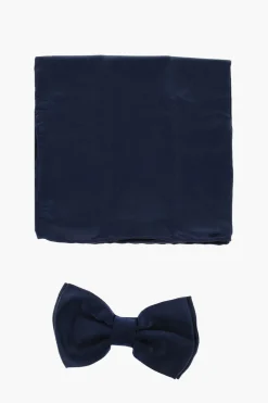 Best CODE Set Papillon e Pochette in Satin di Seta Uomo Cravatte