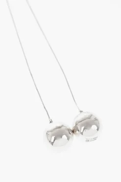Fashion Collana in Argento con Doppio Pendente a Sfera Donna Gioielli