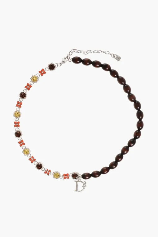 Collana in Metallo con Perline in Legno e Cristalli>Dsquared2 Sale