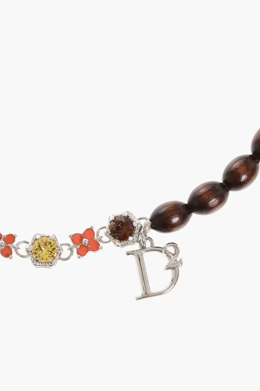 Collana in Metallo con Perline in Legno e Cristalli>Dsquared2 Sale