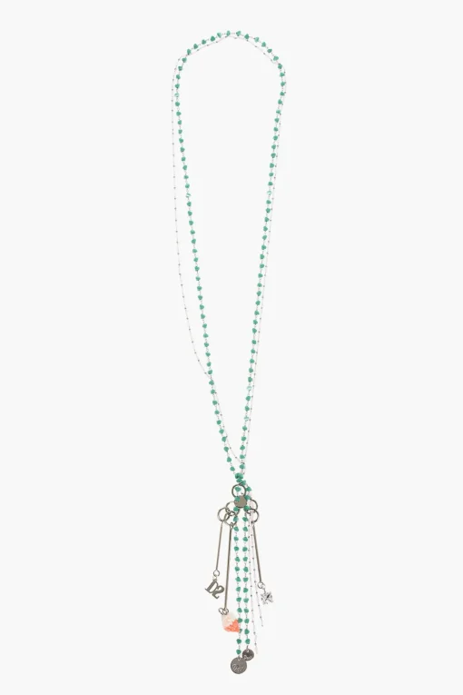 Outlet Collana Lunga in Metallo e Resina con Charms Donna Gioielli