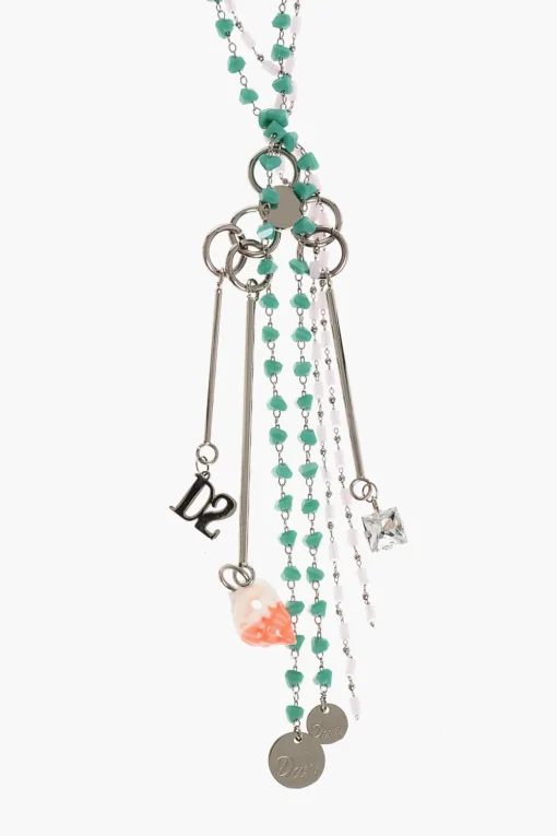 Outlet Collana Lunga in Metallo e Resina con Charms Donna Gioielli
