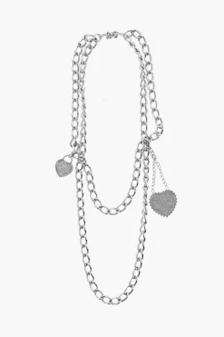 Collana OPEN YOUR HEART A Catena Effetto Argentato con Charms>Dsquared2 Best