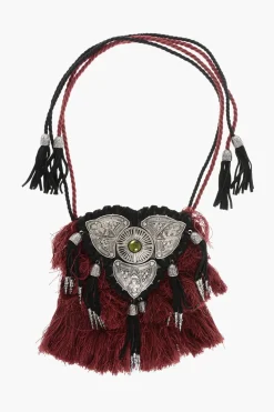 Collana Plastron in Pelle e Metallo con Frange>Dsquared2 Discount