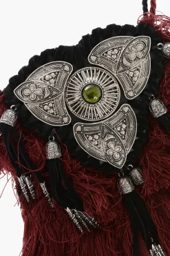 Collana Plastron in Pelle e Metallo con Frange>Dsquared2 Discount